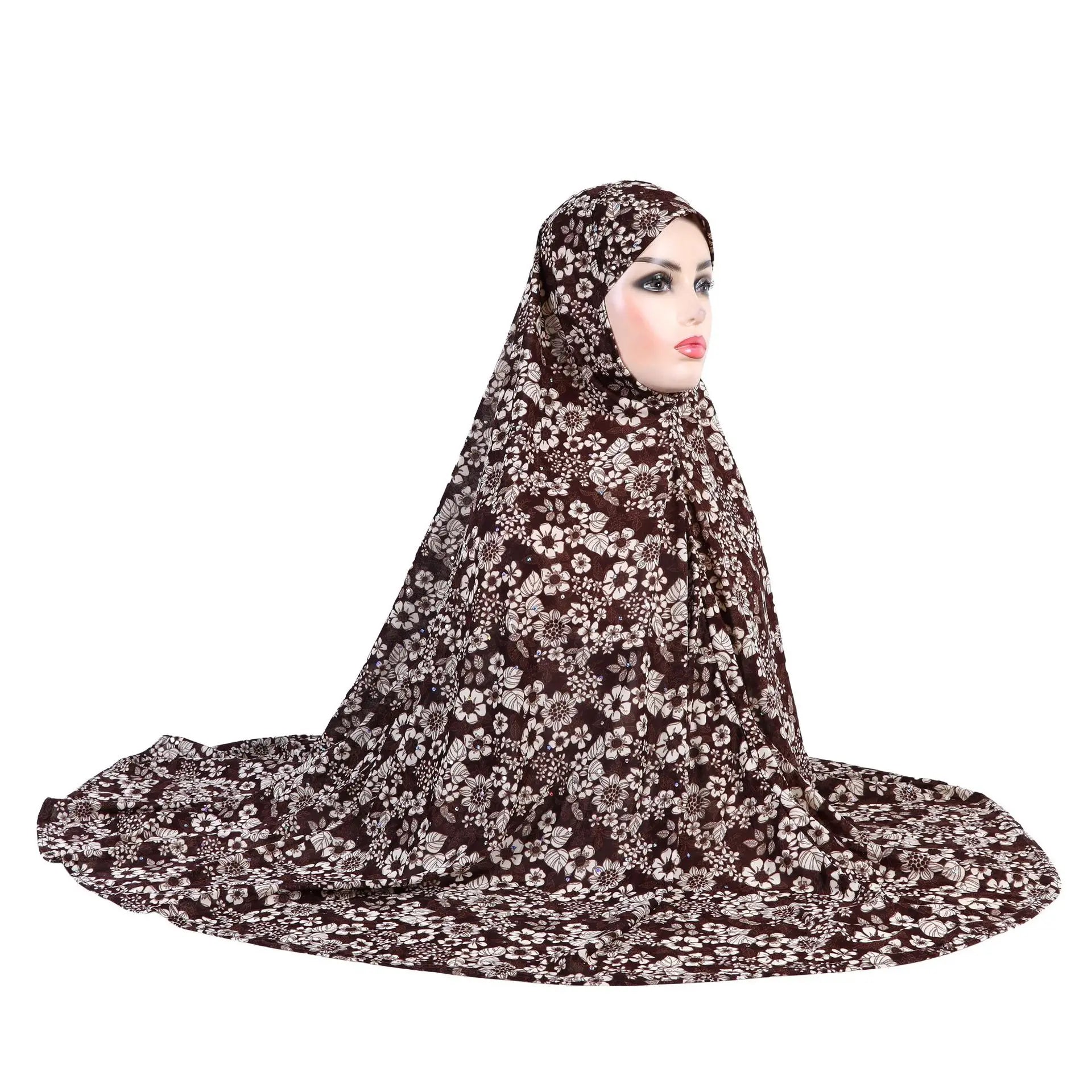 Women's Arabian Polyester Head Wrap Printed Pattern Casual Hijabs