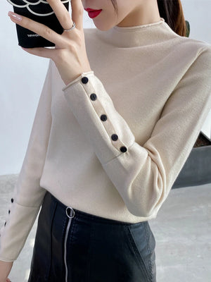 Women's Acrylic Turtleneck Long Sleeves Casual Wear Sweaters