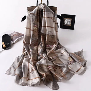 Women's Silk Neck Wrap Printed Pattern Trendy Beach Scarves