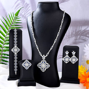 Women's Copper Cubic Zirconia Wedding Geometric Jewelry Set