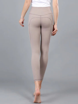 Women's Polyester Elastic Waist Full Length Solid Pattern Pant