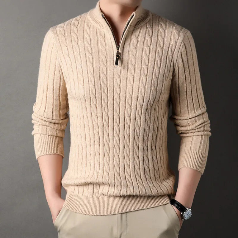 Men's Acrylic Stand-Neck Full Sleeve Knitted Casual Wear Sweater