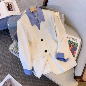 Women's Turn-Down Collar Long Sleeve Single Button Casual Blazer