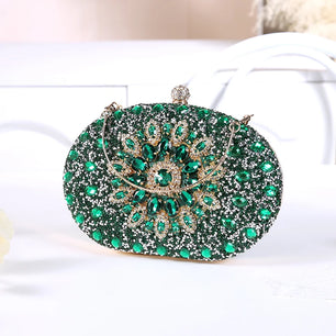 Women's PU Hasp Closure Rhinestone Pattern Luxury Wedding Clutch