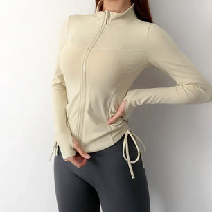 Women's Nylon Long Sleeves Solid Pattern Yoga Fitness Sport Tops