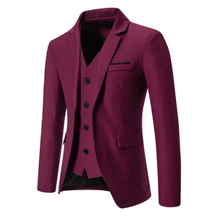 Men's Notched Polyester Long Sleeve Single Breasted Blazers Set