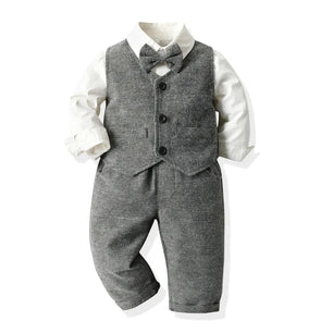 Kid's Cotton Long Sleeves Single Breasted Closure Formal Clothes