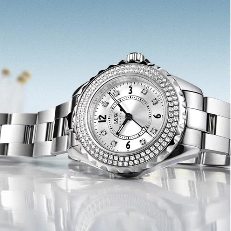 Women's Stainless Steel Round Shape Waterproof Luxury Watches