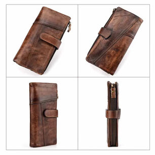 Men's Genuine Leather Solid Pattern Card Holder Vintage Wallets