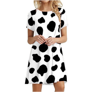 Women's Polyester Short Sleeves Printed Pattern Mini Casual Dress