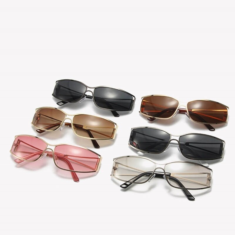 Women's Alloy Frame Resin Lens Rectangle Shaped Trendy Sunglasses