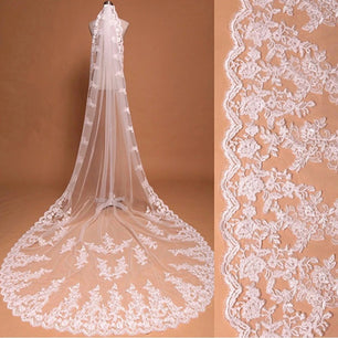 Women's Polyester Lace Edge One-Layer Long Bridal Wedding Veils