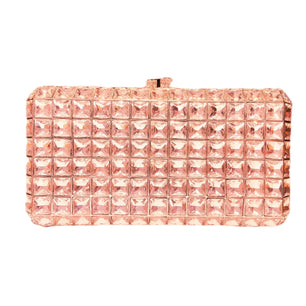 Women's Metallic Hasp Closure Rhinestone Evening Wedding Clutch