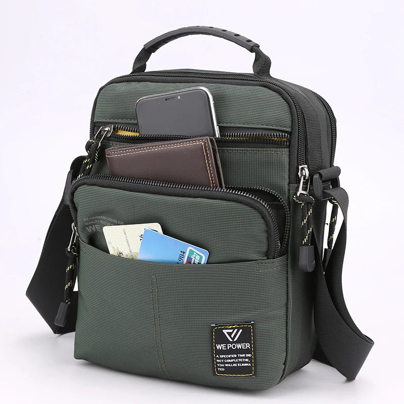 Men's Nylon Zipper Closure Letter Pattern Messenger Shoulder Bag