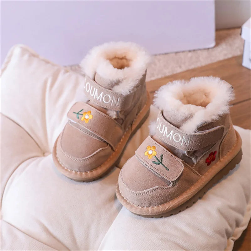 Kid's Leather Round Toe Hook Loop Closure Casual Wear Shoes