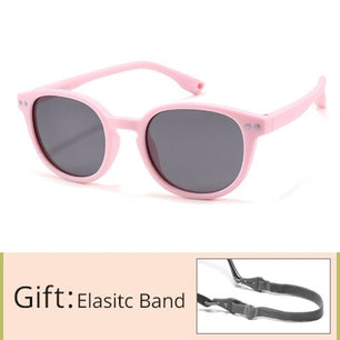 Kid's Acetate Frame Round Shape Unbreakable UV400 Sunglasses