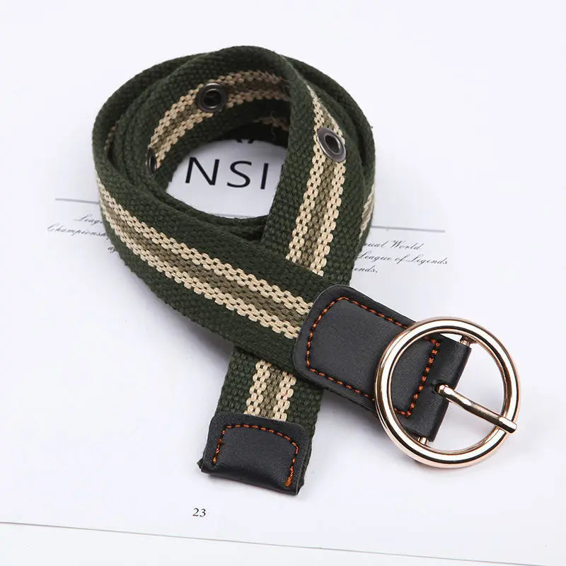 Men's Canvas Pin Buckle Closure Mixed Colors Pattern Belts