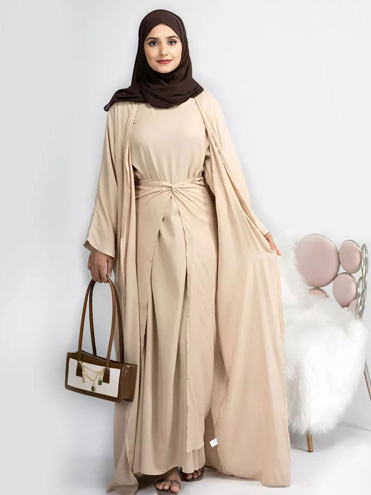 Women's Arabian Polyester Full Sleeve Solid Pattern Casual Abaya