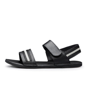 Men's Genuine Leather Open Toe Hook & Loop Closure Sandals