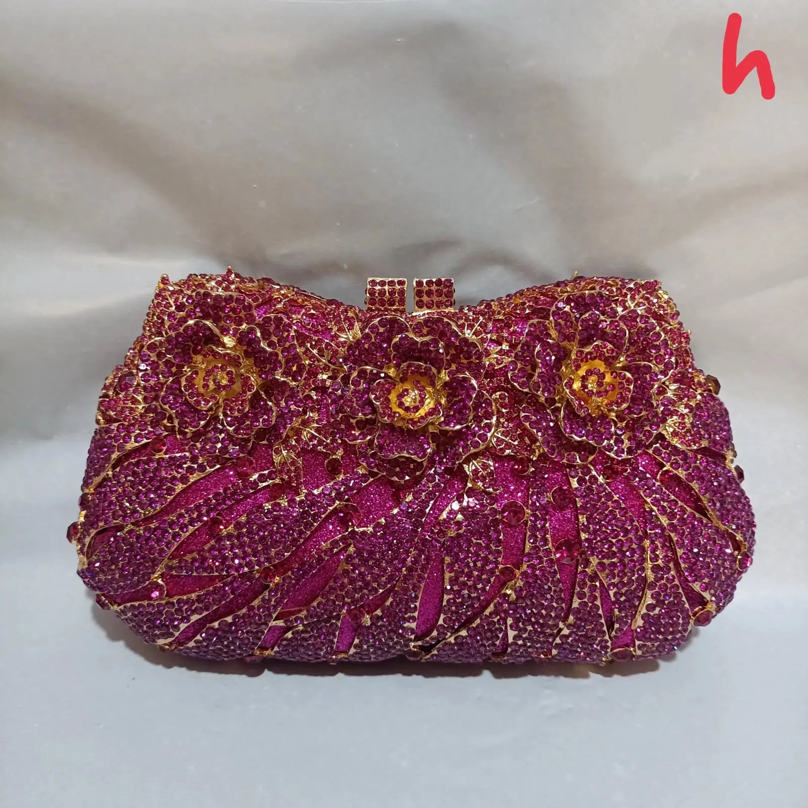 Women's Metallic Hasp Closure Rhinestone Pattern Wedding Clutch