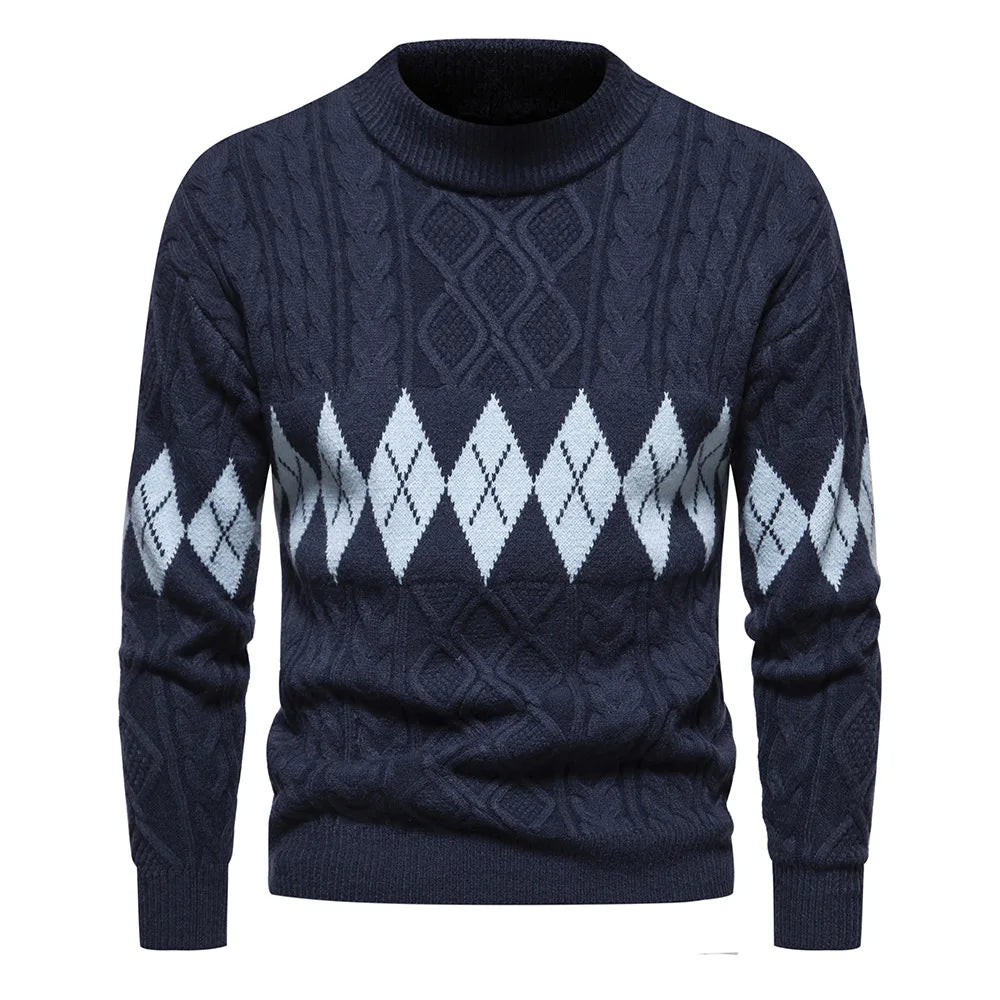 Men's Acrylic O-Neck Full Sleeve Knitted Pattern Casual Sweater