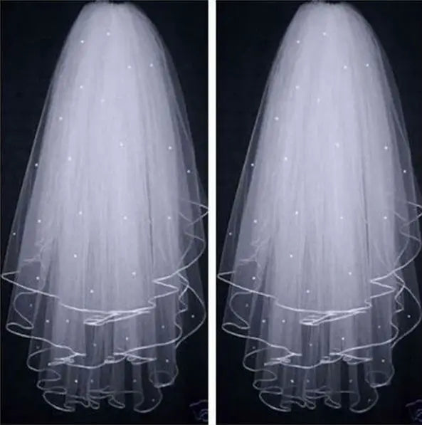 Women's Polyester Bead Edge Three-Layer Bridal Wedding Veils