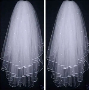Women's Polyester Bead Edge Three-Layer Bridal Wedding Veils