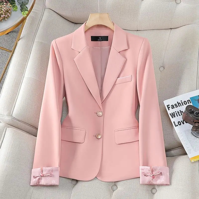 Women's Notched Collar Long Sleeve Single Breasted Casual Blazer