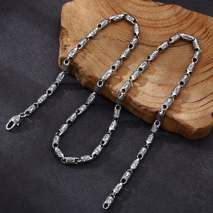 Men's 100% 925 Sterling Silver Link Chain Geometric Necklace