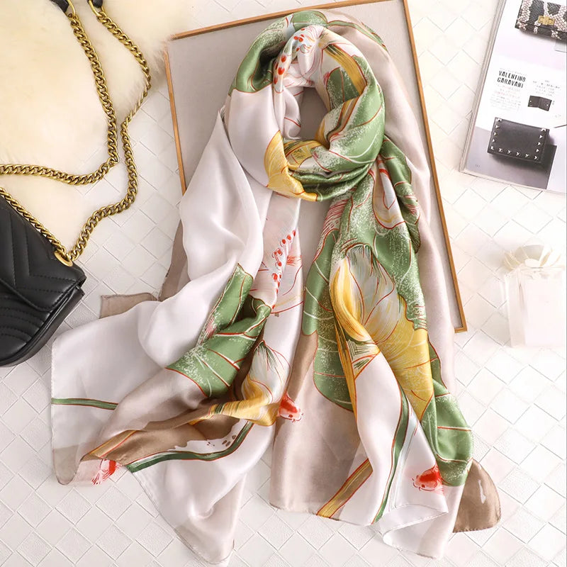 Women's Polyester Neck Wrap Printed Pattern Trendy Beach Scarves