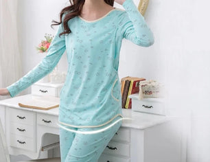 Women's Cotton Long Sleeves Breastfeeding Solid Maternity Dress