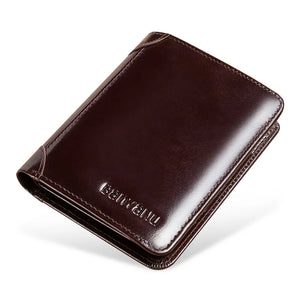 Men's Genuine Leather Slot Pocket Letter Pattern Trendy Wallets