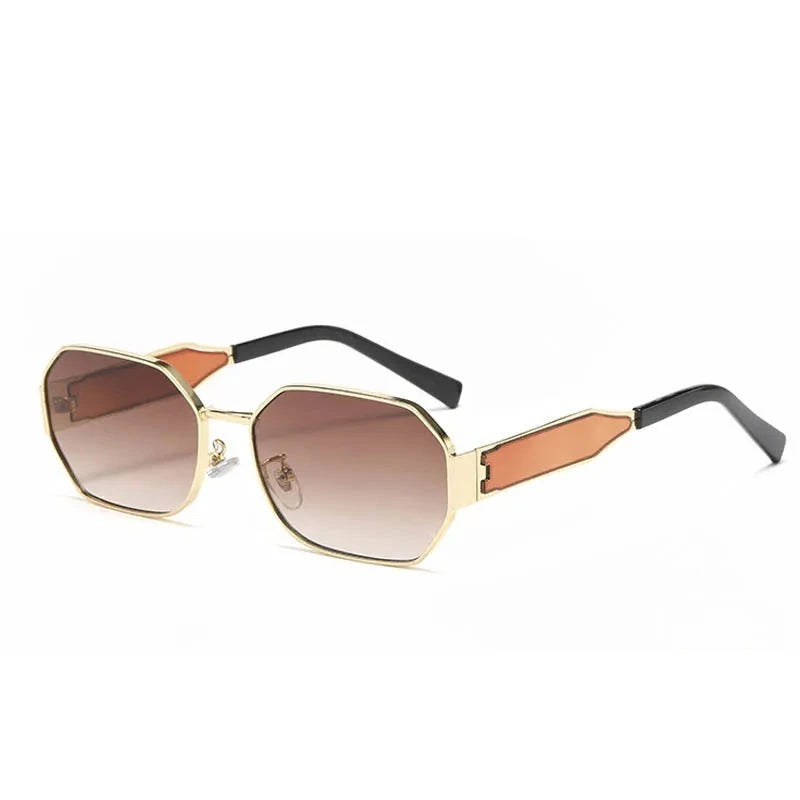 Women's Alloy Frame Acrylic Lens Polygon Shape Vintage Sunglasses