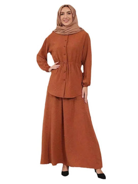 Women's Arabian Polyester Full Sleeves Solid Pattern Casual Dress