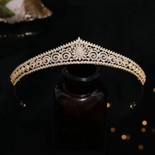 Women's Copper Plant Pattern Tiaras Elegant Bridal Wedding Crown