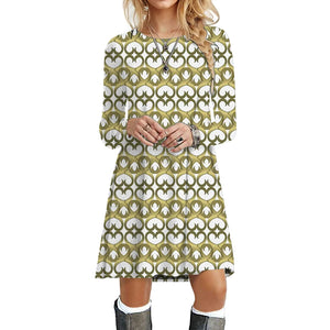 Women's Polyester O-Neck Long Sleeves Mini Casual Wear Dress