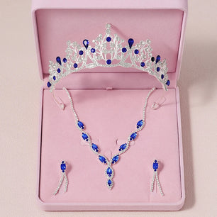 Women's Zinc Alloy Water Drop Bridal Wedding Crown Jewelry Sets