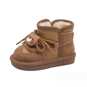 Kid's Leather Round Toe Non-Slip Cartoon Pattern Casual Shoes