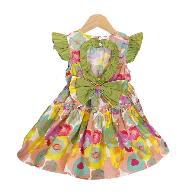 Kid's Girl Polyester Sleeveless Floral Pattern Trendy Party Dress