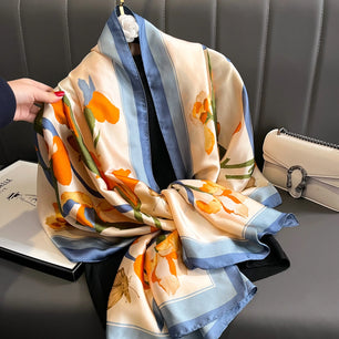 Women's Silk Neck Wrap Printed Pattern Trendy Beach Scarves