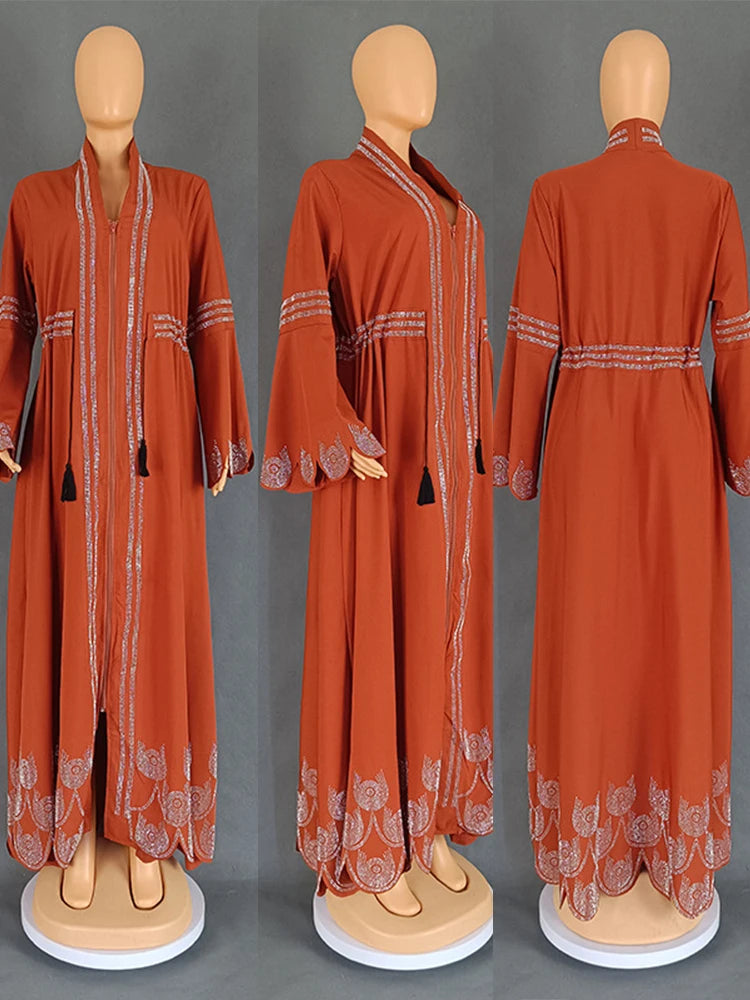 Women's Arabian Polyester Full Sleeves Embroidery Pattern Dress