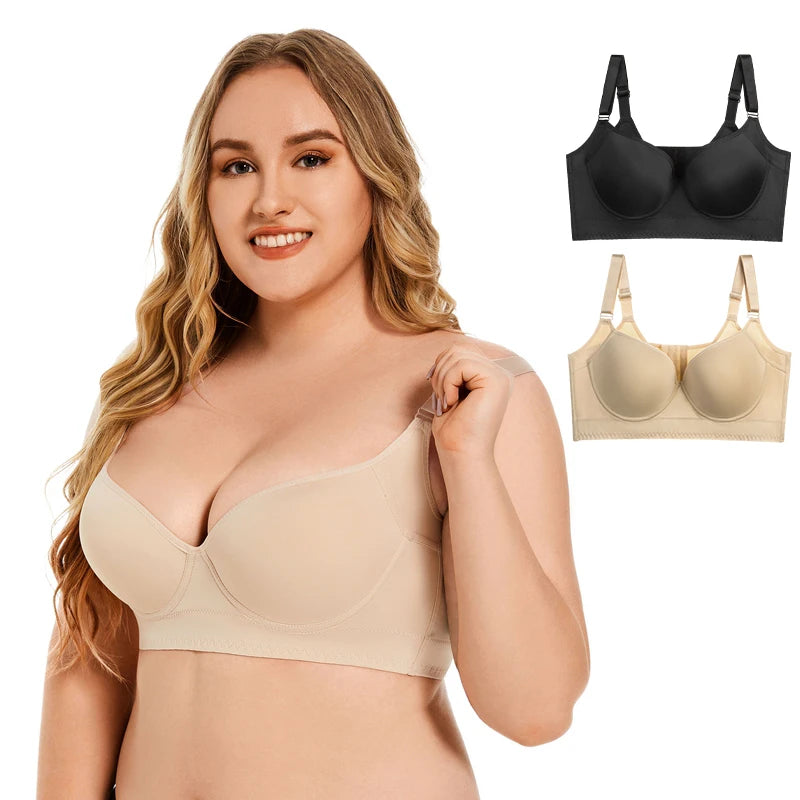 Women's Polyester Convertible Straps Back Closure Push Up Bra