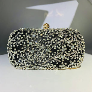 Women's Metallic Hasp Closure Rhinestone Bridal Wedding Clutch