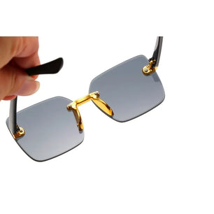 Kid's Polycarbonate Frame Square Shaped UV400 Rimless Sunglasses