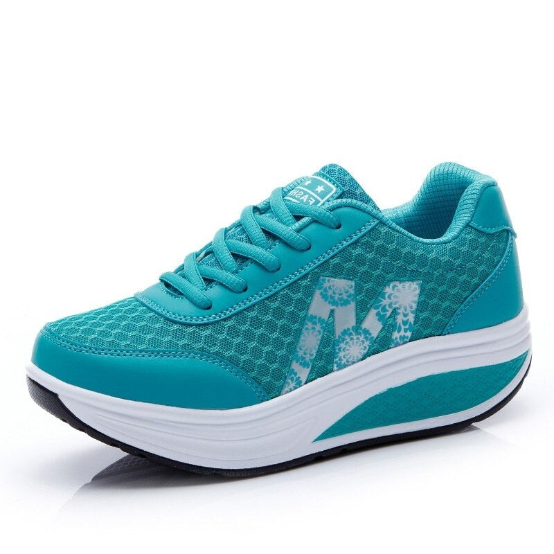 Women's Cotton Lace-Up Patchwork Pattern Walking Running Shoes