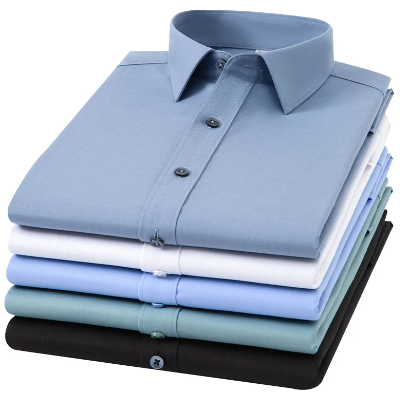 Men's Polyester Turndown Collar Full Sleeves Formal Wear Shirts