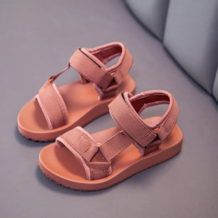 Kid's PU Open Toe Hook Loop Closure Solid Pattern Casual Sandals