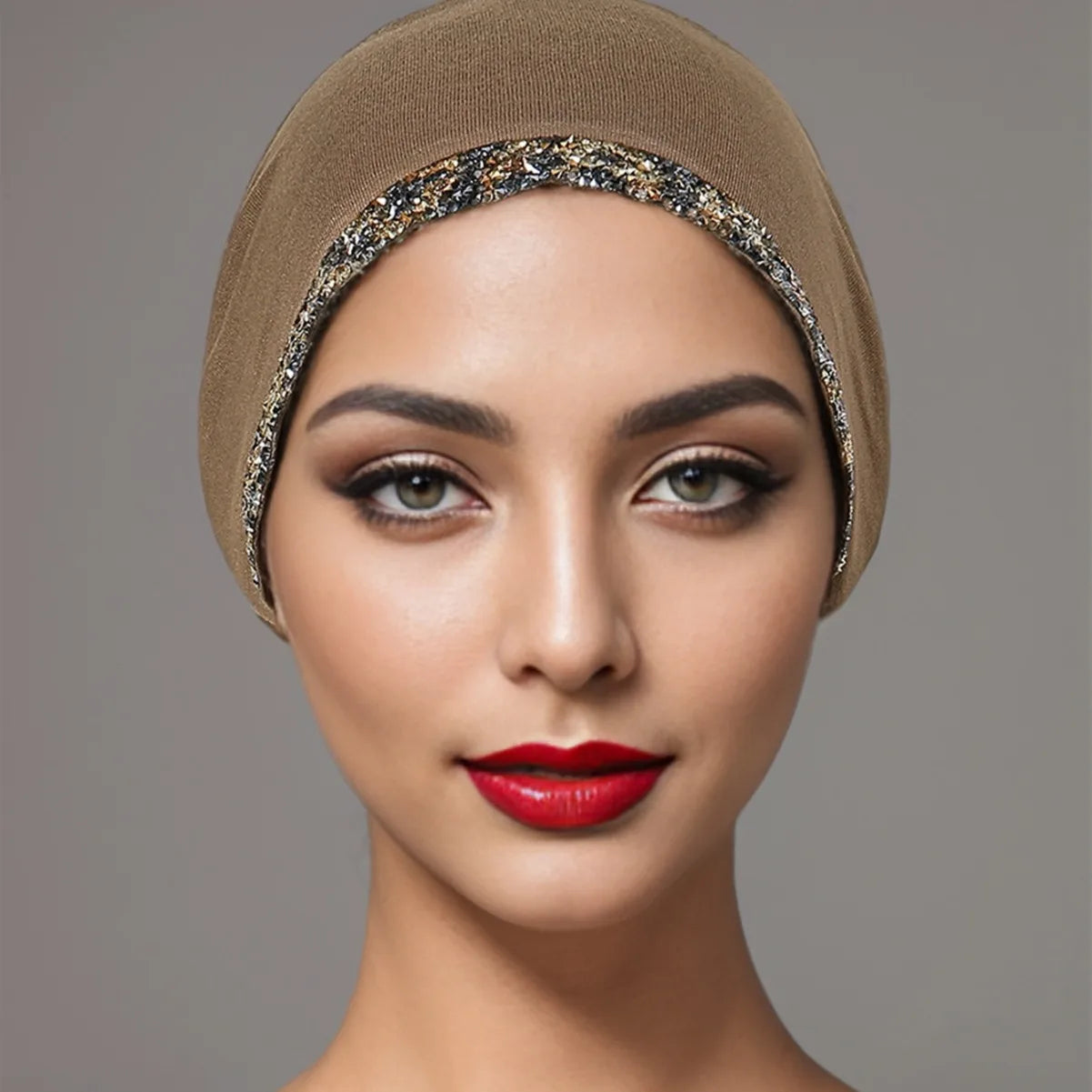 Women's Arabian Polyester Headwear Sequined Casual Hijabs