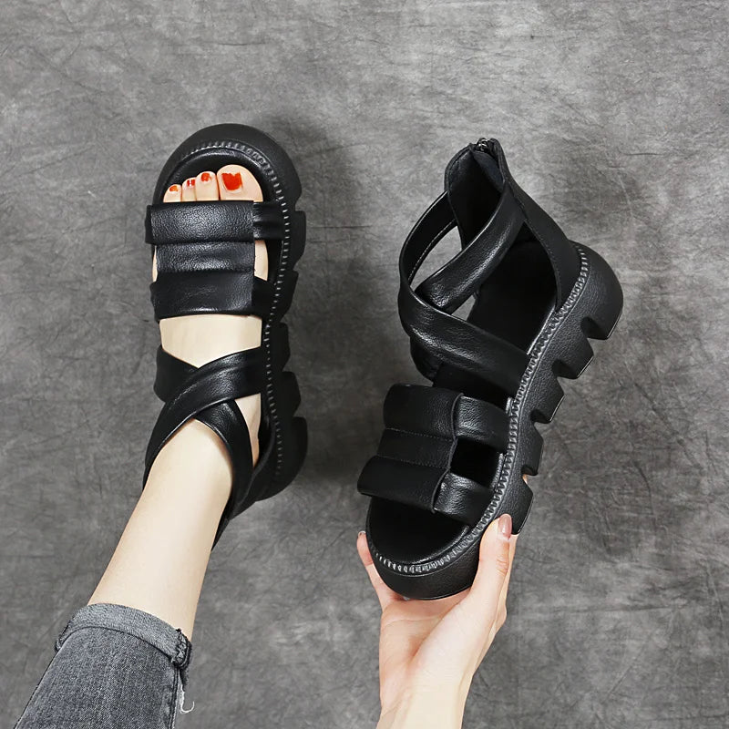 Women's PU Peep Toe Slip-On Closure Casual Wear Flat Sandals