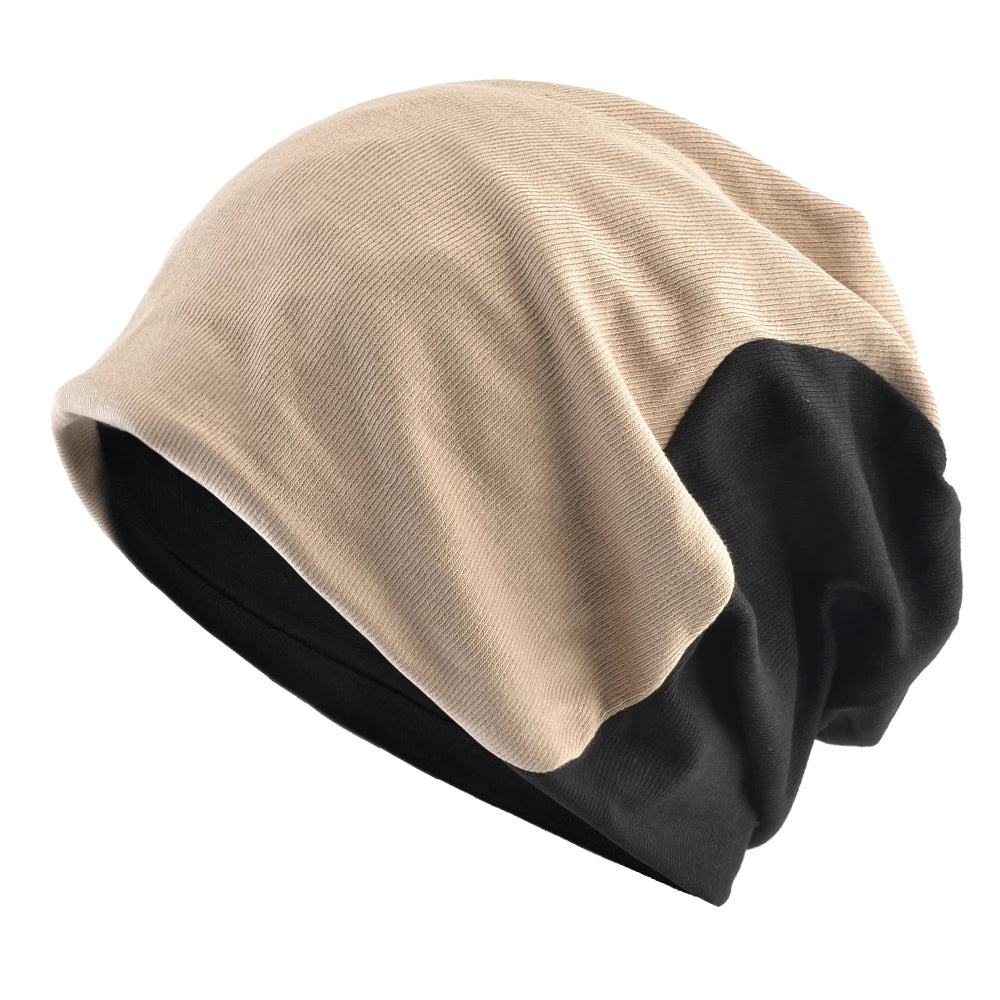 Women's Cotton Skullies Beanies Mixed Colors Double Layer Cap